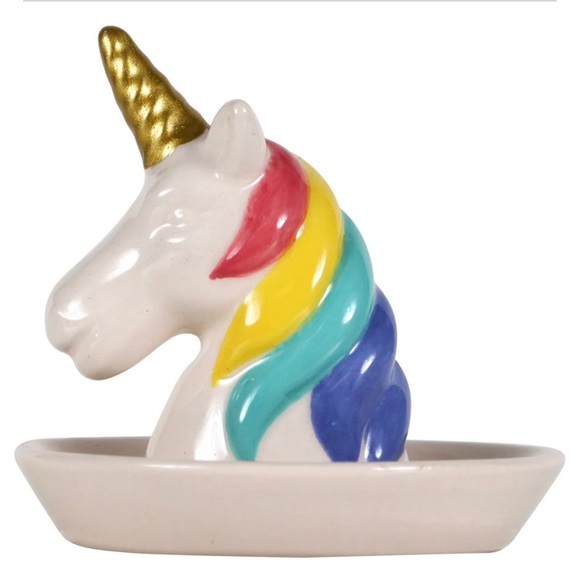 New 🦄 Adorable Glazed Dolomite Unicorn Shape Jewelry Ring Trinket Tray Set of 2 - Picture 4 of 6